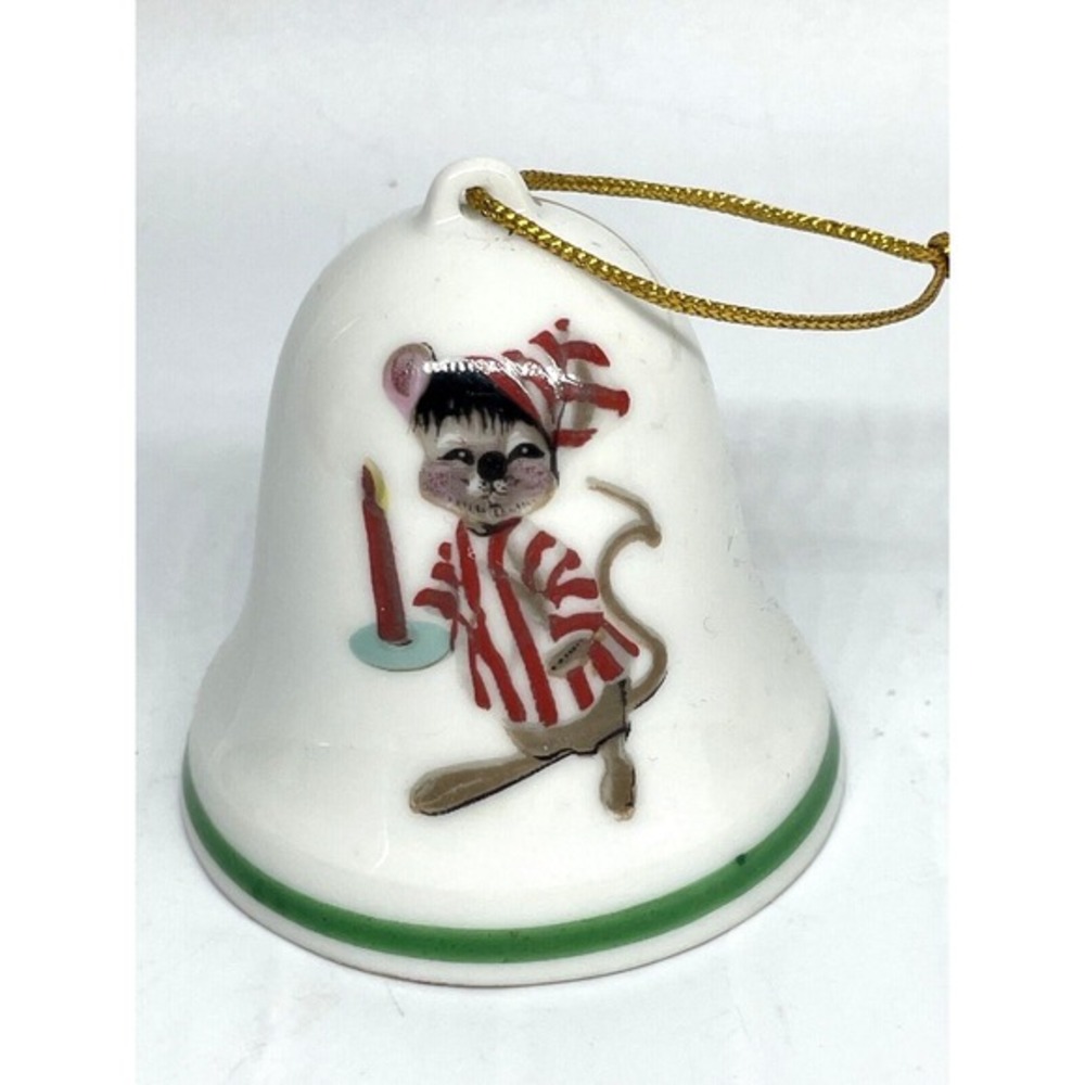 Annalee Mouse‎ Porcelain Bell Christmas Ornament RARE Made in Japan Vintage 1977